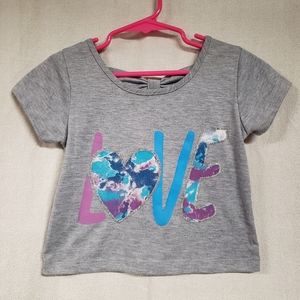 Diva Top Girls Size 4 "love" crop top T-shirt Bow Back Princess
